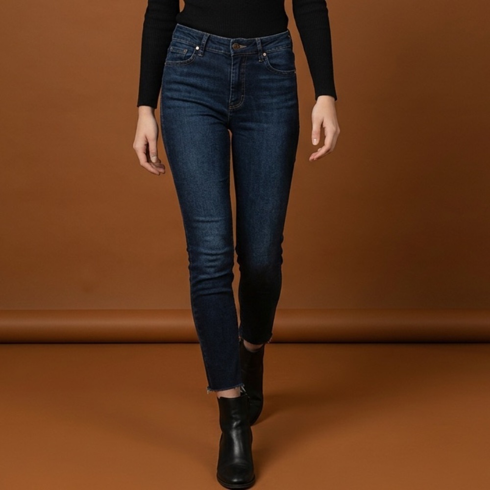 Mother high-waisted Soft Stretch Skinny jeans Looker Ankle Fray Dark-Wash